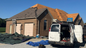 roof decking inspection Ohio revealing damaged roof decking before a new roof installation